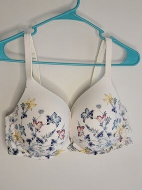 Lane Bryant White Floral Boost Plunge Bra NWOT